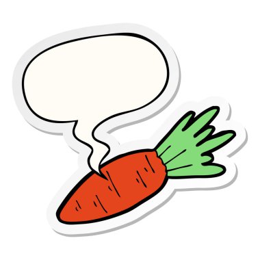 karikatür havuç ve konuşma kabarcık etiket