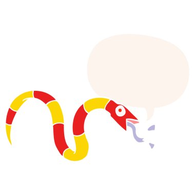 retro tarzında karikatür yılan ve konuşma balonu