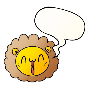karikatür aslan yüz ve konuşma balonu pürüzsüz degrade tarzında