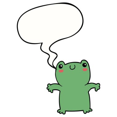 karikatür kurbağa ve konuşma balonu