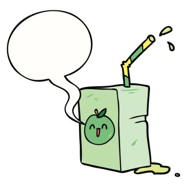 karikatür elma suyu kutusu ve konuşma balonu