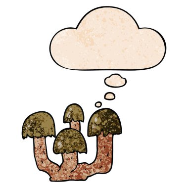 karikatür mantar ve grunge doku desen s düşünce balonu