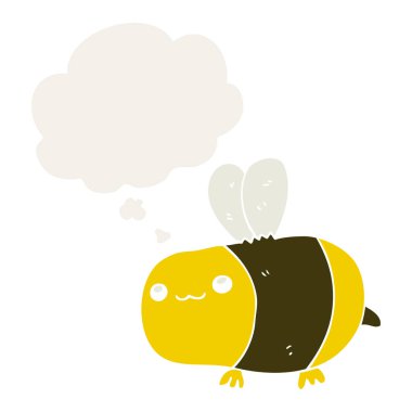 retro tarzında karikatür arı ve düşünce balonu