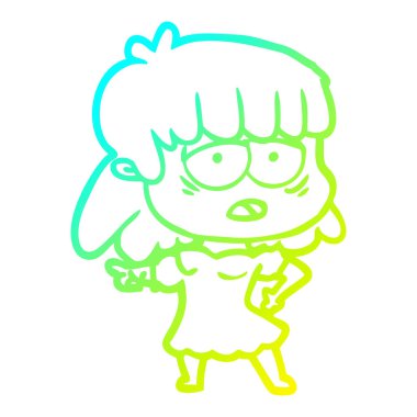 soğuk degrade çizgi çizim karikatür yorgun kadın