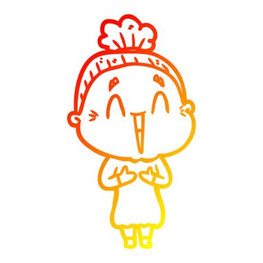 sıcak degrade çizgi çizim karikatür mutlu yaşlı bayan