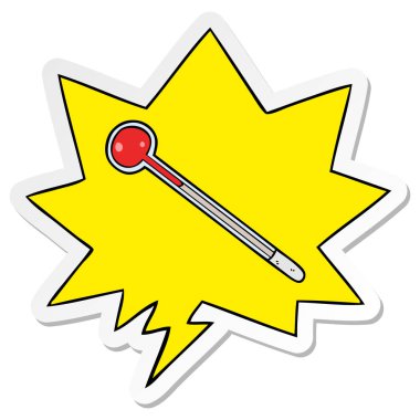 cartoom termometre ve konuşma kabarcık etiket