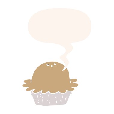 retro tarzında karikatür pasta ve konuşma balonu