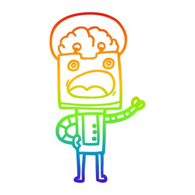 gökkuşağı degrade çizgi çizim karikatür robot