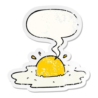 karikatür kızarmış yumurta ve konuşma balonu sıkıntılı etiket