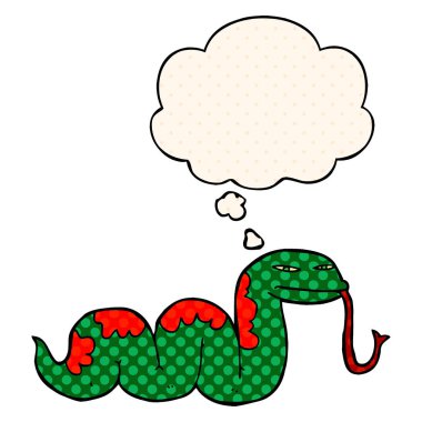 çizgi roman tarzında çizgi film slithering yılan ve düşünce balonu