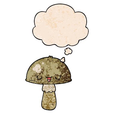 karikatür mantar ve grunge doku desen st düşünce balonu