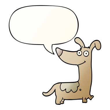 düzgün degrade tarzında karikatür köpek ve konuşma balonu