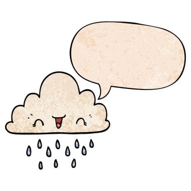 retro doku tarzıkarikatür fırtına bulut ve konuşma balonu