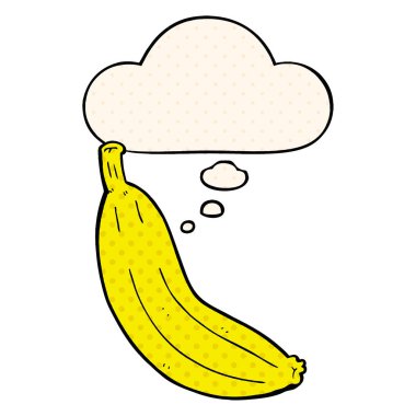 çizgi roman tarzında karikatür muz ve düşünce balonu