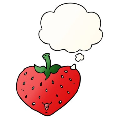 karikatür çilek ve pürüzsüz degrade tarzında düşünce balonu