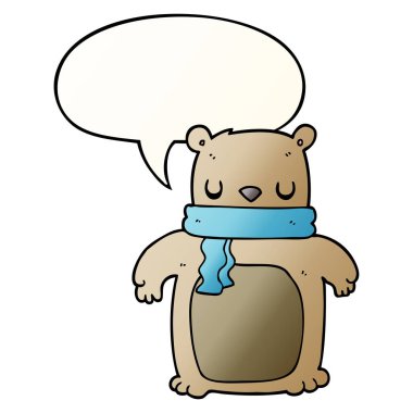 çizgi film ayı sıve eşarp ve konuşma balonu pürüzsüz degrade stil