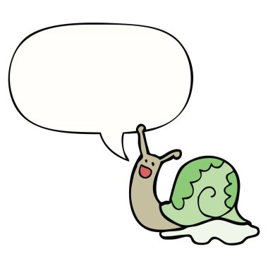 sevimli karikatür salyangoz ve konuşma balonu