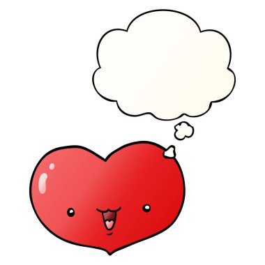 çizgi film aşk kalp karakteri ve pürüzsüz gradie düşünce balonu
