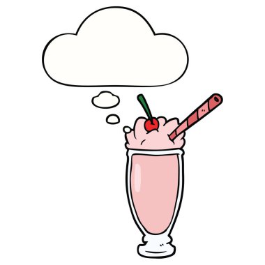 karikatür milkshake ve düşünce balonu