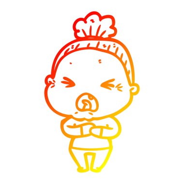 degrade çizgi çizgi karikatür kadın kızgın sıcak çizim