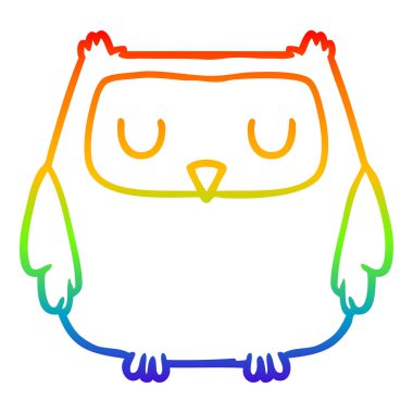 gökkuşağı degrade çizgi çizim karikatür baykuş