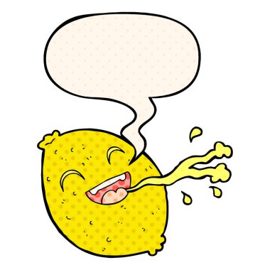 çizgi roman tarzında limon ve konuşma balonu fışkırtma karikatür