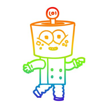 gökkuşağı gradyan çizgi çizim mutlu karikatür robot işaret