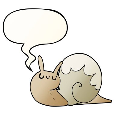 pürüzsüz degrade tarzında sevimli karikatür salyangoz ve konuşma balonu