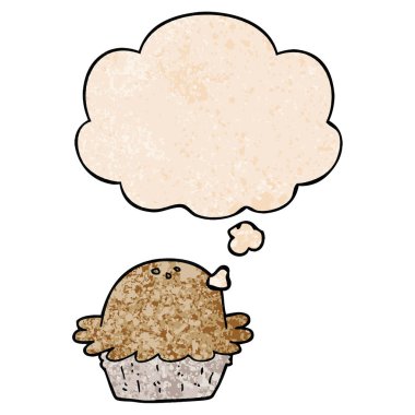 karikatür pasta ve grunge doku desen tarzında düşünce balonu
