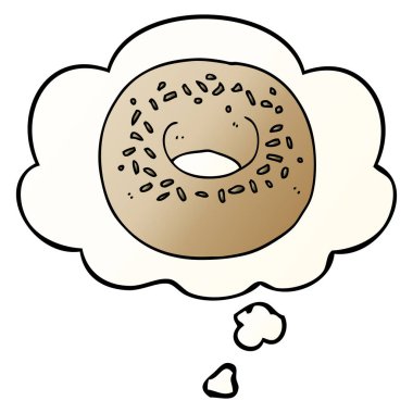 çizgi film donut ve pürüzsüz degrade tarzında düşünce balonu