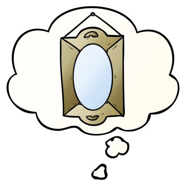 çizgi film aynası ve pürüzsüz degrade tarzında düşünce balonu