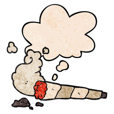 karikatür sigara ve grunge doku desen s düşünce balonu