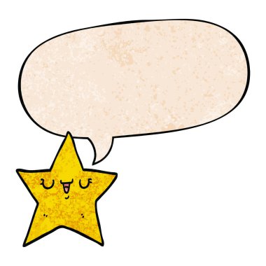 retro doku tarzında karikatür yıldızı ve konuşma balonu