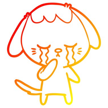 sıcak degrade çizgi çizim karikatür ağlayan köpek