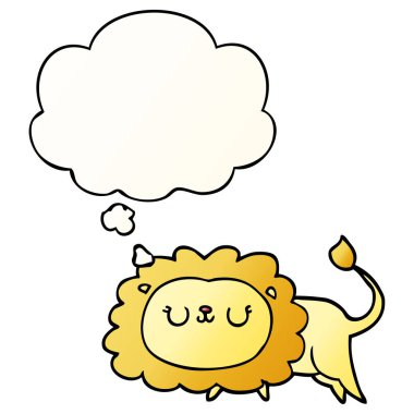 karikatür aslan ve pürüzsüz degrade tarzında düşünce balonu
