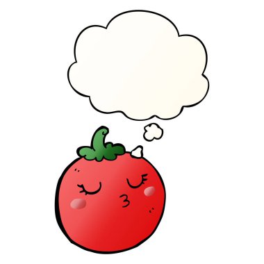 karikatür domates ve pürüzsüz degrade tarzında kabarcık düşünce