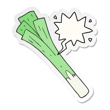 karikatür pırasa ve konuşma balonu etiket