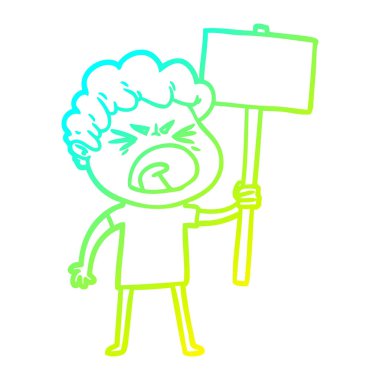 soğuk degrade çizgi çizim karikatür öfkeli adam