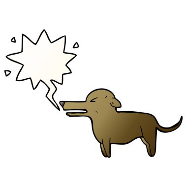 düzgün degrade tarzında karikatür köpek ve konuşma balonu