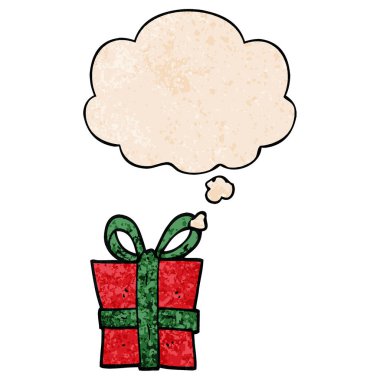 grunge doku desen tarzı karikatür hediye ve düşünce balonu