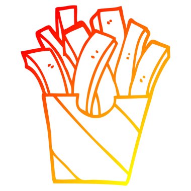 sıcak degrade çizgi çizim karikatür paket patates kızartması