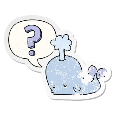 karikatür meraklı balina ve konuşma balonu sıkıntılı etiket