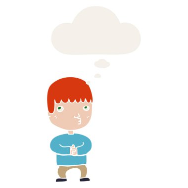 retro tarzında çizgi film adam düşünme ve düşünce balonu