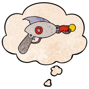 karikatür ışın silah ve grunge doku desen sty düşünce balonu