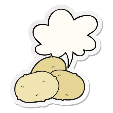 karikatür patates ve konuşma kabarcık etiket