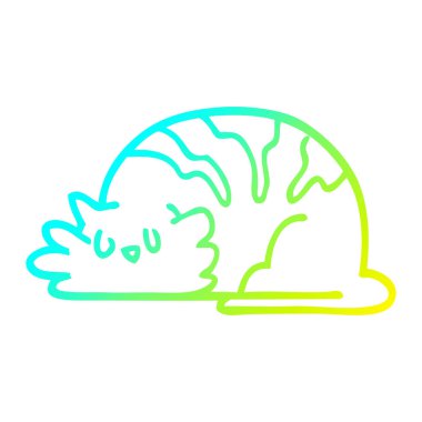 soğuk degrade çizgi çizim karikatür uykulu kedi