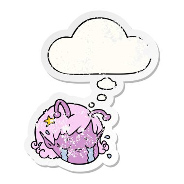 çizgi film yabancı uzay kız yüz ağlama ve bir dis olarak kabarcık düşünce