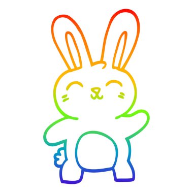 gökkuşağı degrade çizgi çizim karikatür sevimli tavşan