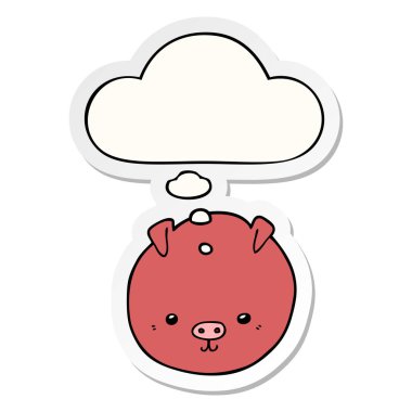 karikatür domuz ve basılı bir etiket olarak kabarcık düşünce