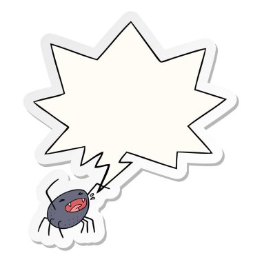 karikatür halloween örümcek ve konuşma kabarcık etiket